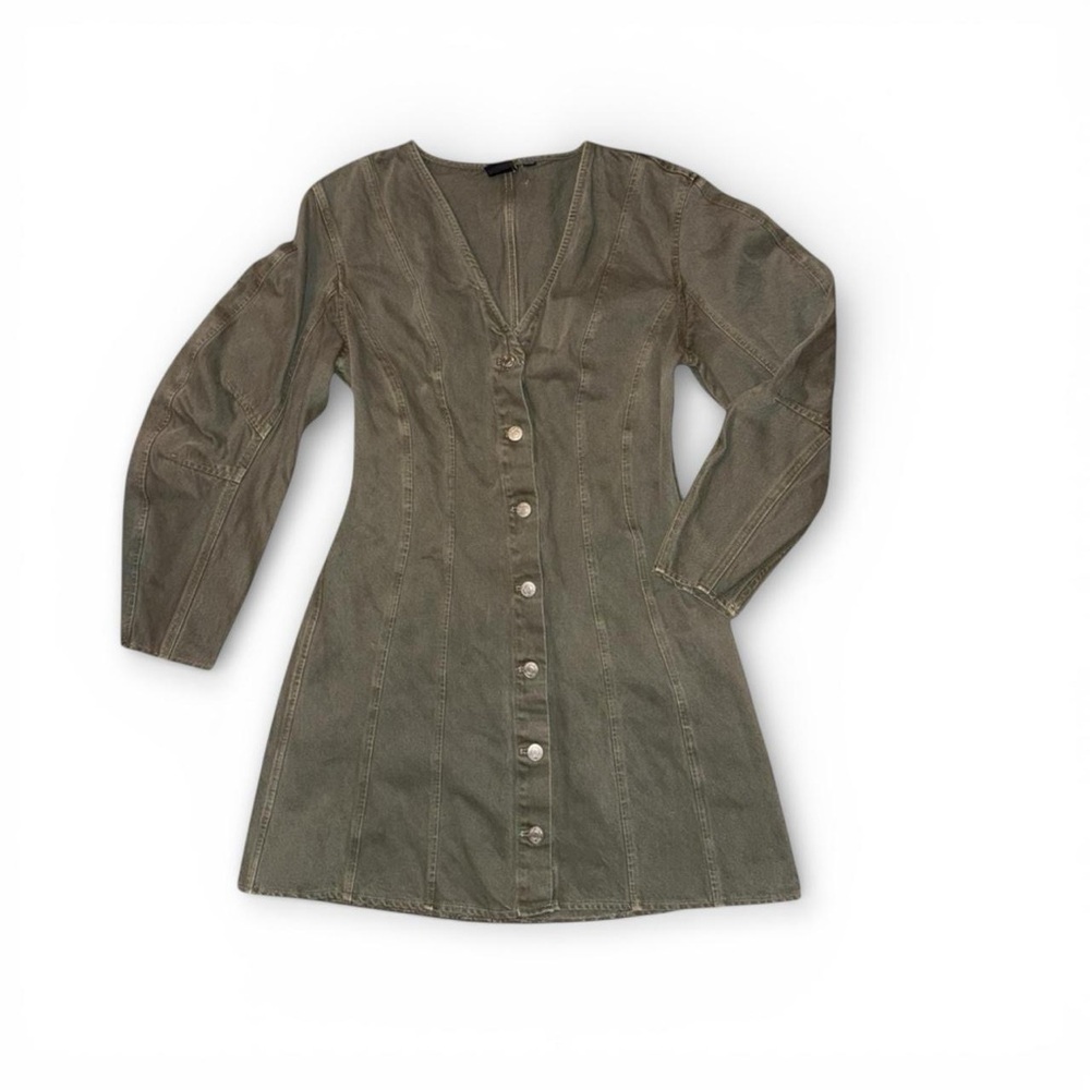 GAP Olive Long Sleeve Button Dress